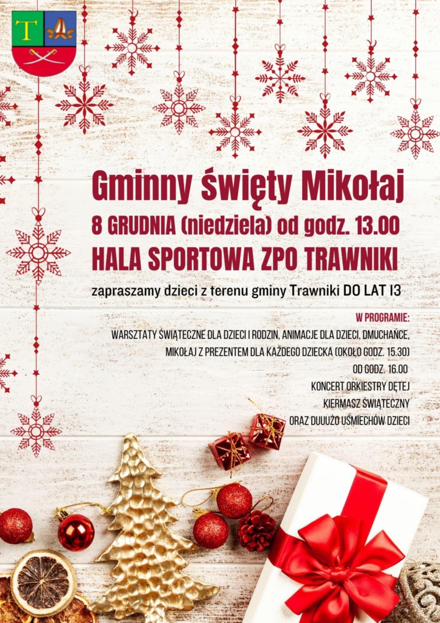 Zaproszenie na wydarzenie pt. "Gminny Święty Mikołaj"