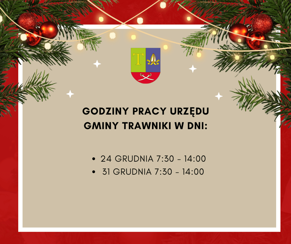 Godziny pracy Urzędu Gminy Trawniki