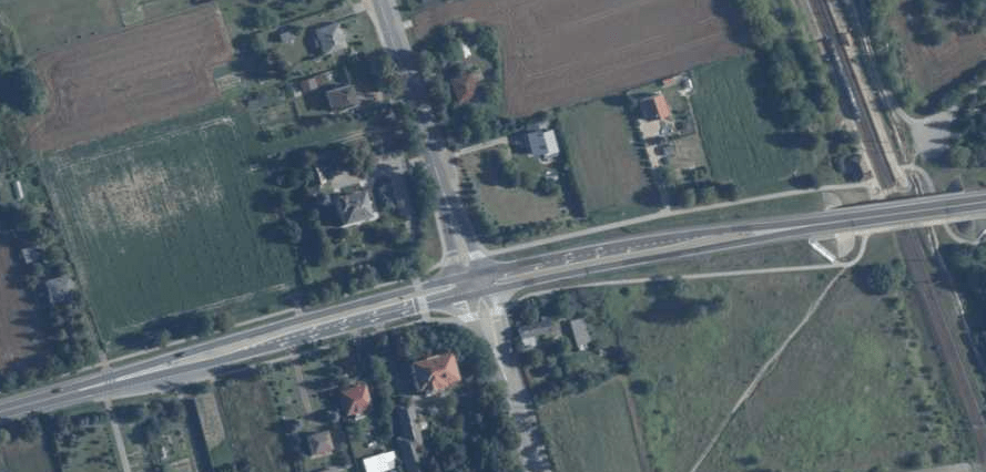 Obraz przedstawia mapę z widokiem na skrzyżowanie gdzie będzie blokada