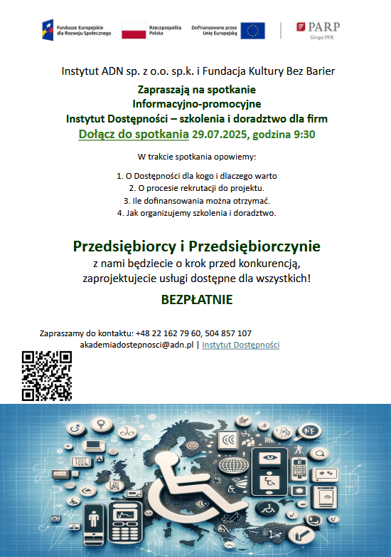 Instytut ADN Sp. z o.o., sp.k., w partnerstwie z Fundacją Kultury bez Barier zapraszają do udziału w projekcie