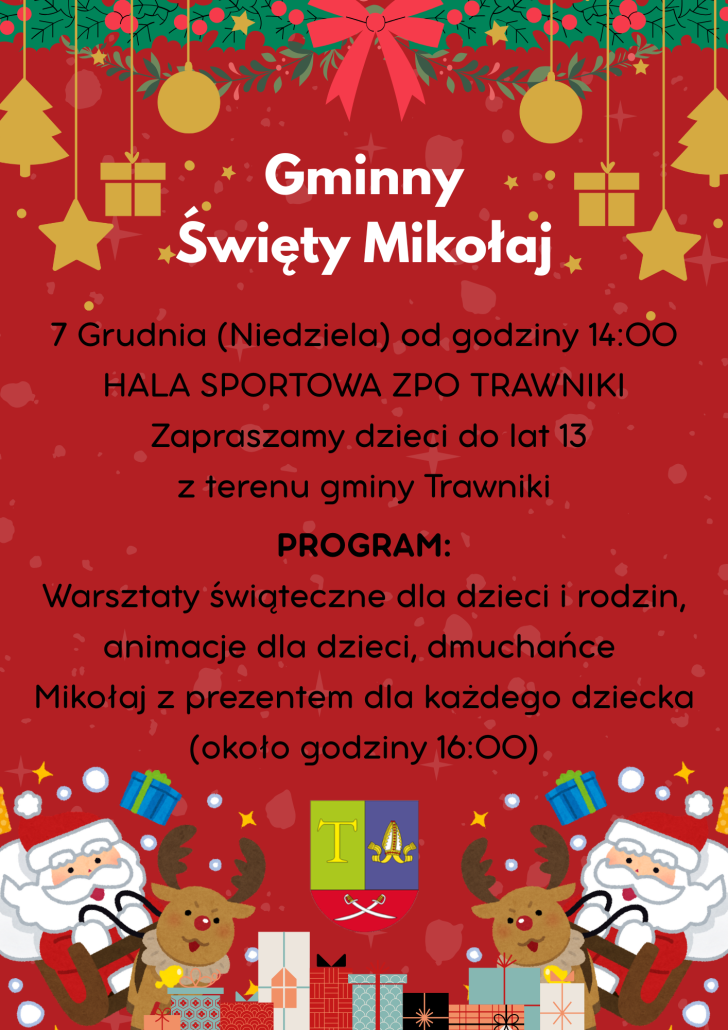 Zaproszenie na Gminnego Świętego Mikołaja w Trawnikach