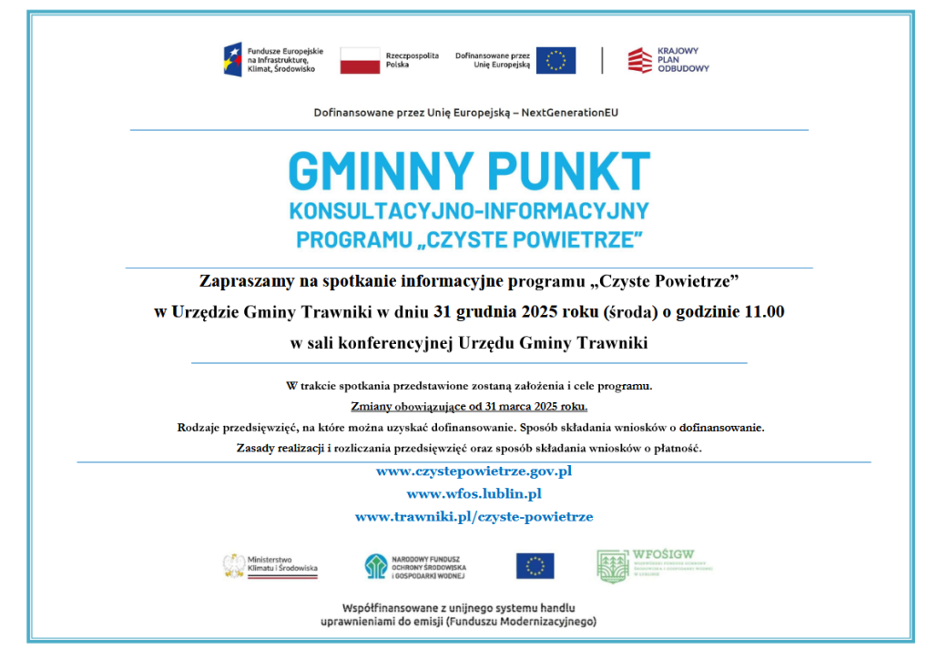 Spotkanie informacyjne dotyczące programu Czyste Powietrze