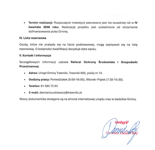 Ogłoszenie w sprawie naboru wniosków na budowę przydomowych oczyszczalni ścieków